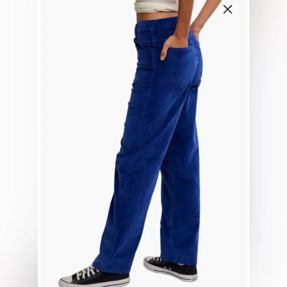 NEW FREE PEOPLE RiskTaker Corduroy Straight Leg Pants in Blue for women 1125 5m - Picture 2 of 7